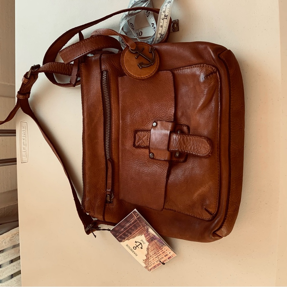 NWT Harbour 2nd Genuine Cognac  Leather Crossbody Medium  Bag - Picture 4 of 13